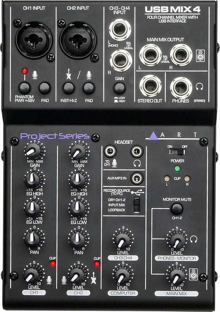 USB MIX 4 アナログミキサー 4チャンネル ART ART ( エーアールティー ) USB MIX 4 配信向けUSBアナログミキサー